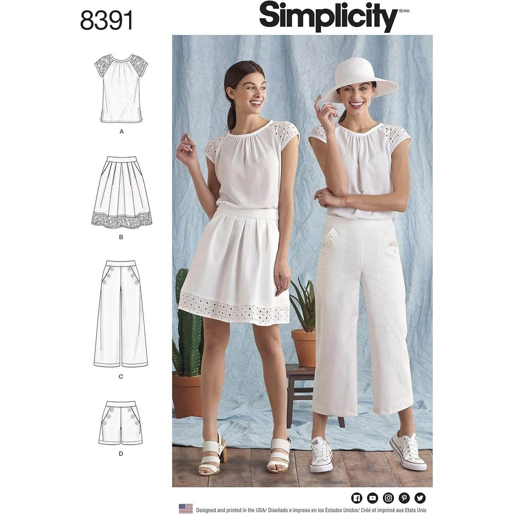 Simplicity 8391 Misses Top Skirt Pants Shorts Sewing Pattern Sz 6-14